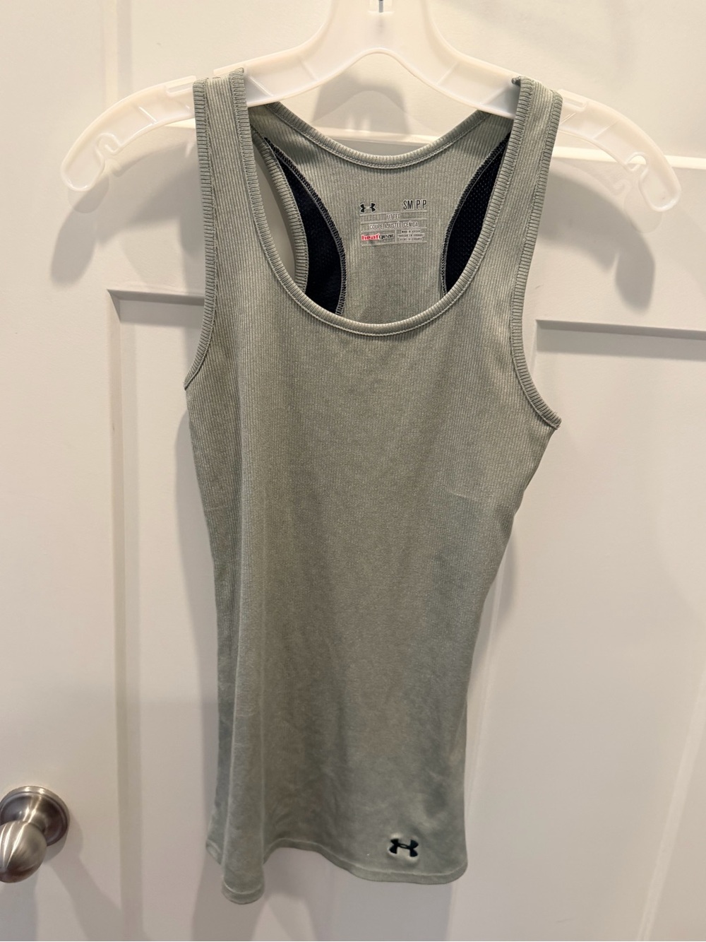 Under Armour HeatGear Small Heather Gray Ribbed Racerback Tank Top Fitted
